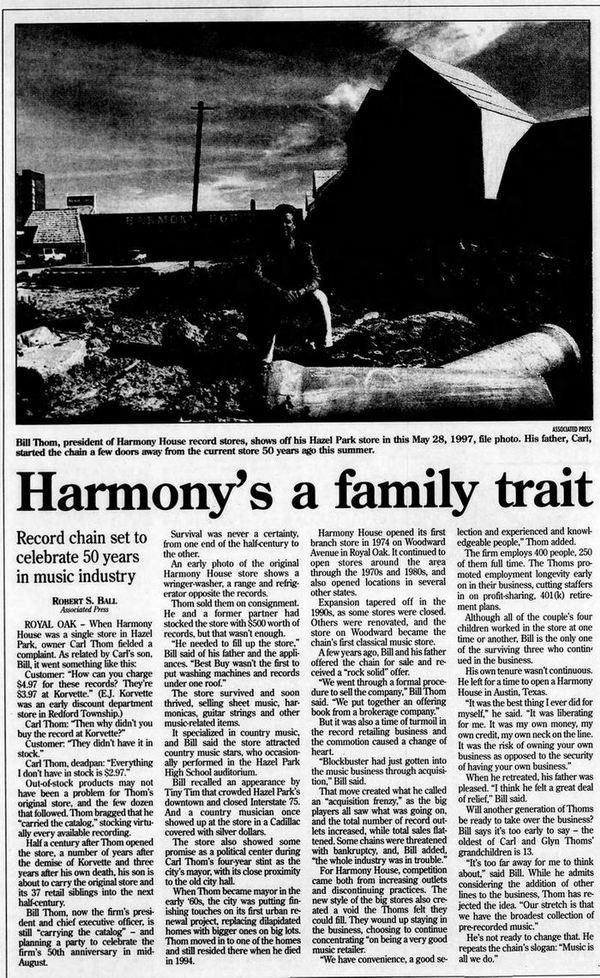 Harmony House Records and Tapes - Jul 1997 Article